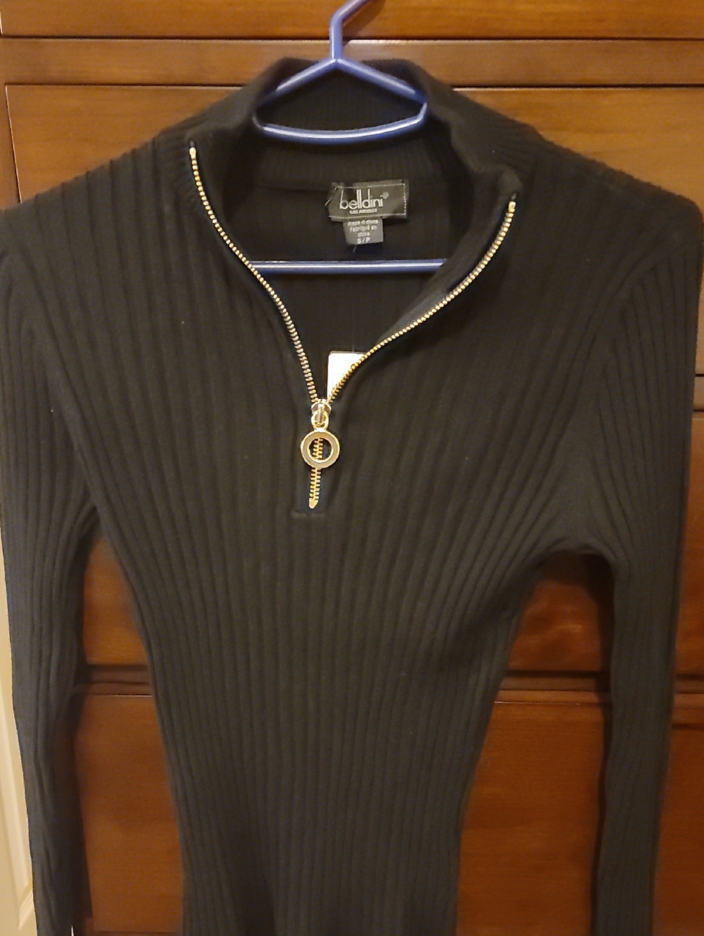NWT Belldini Black Ribbed Half-Zip Sweater Size Small